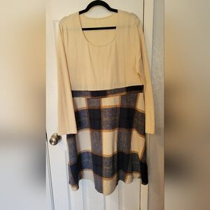 SHEIN Blue and Cream Plaid Dress